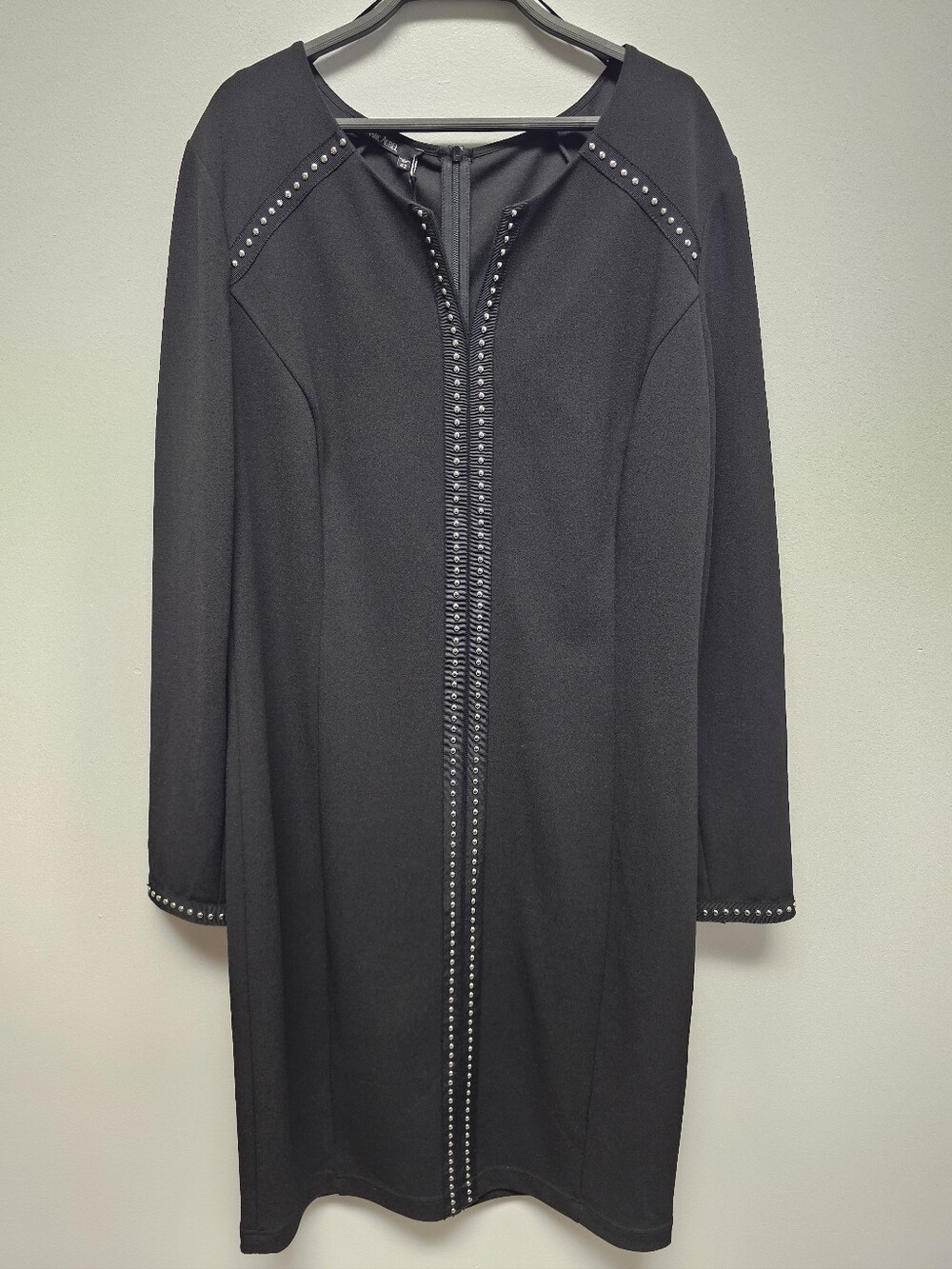Women’s Long Sleeve Black Stud-Trim Dress